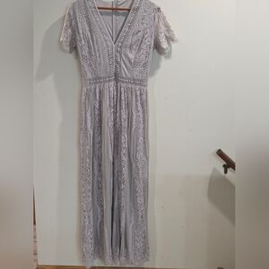 Lace Maxi Dress Light Gray
